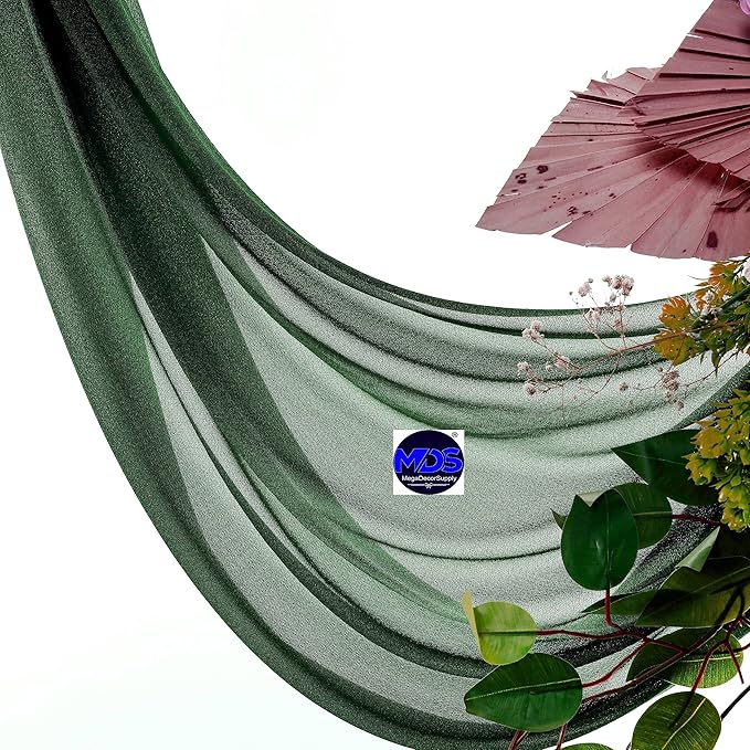 MDS Halloween Chiffon Draping Fabric - 2 Panel, 30" Wide x 30ft Long - Sheer Spooky Arbor & Canopy Drapery for Haunted House Backdrops, Party Ceilings, DIY Costumes & Themed Events - Hunter Green (Pack of 2)