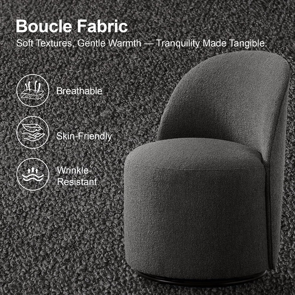 Upholstered Swivel Dining Chair Set of 4 No Assembly Boucle Side Chair