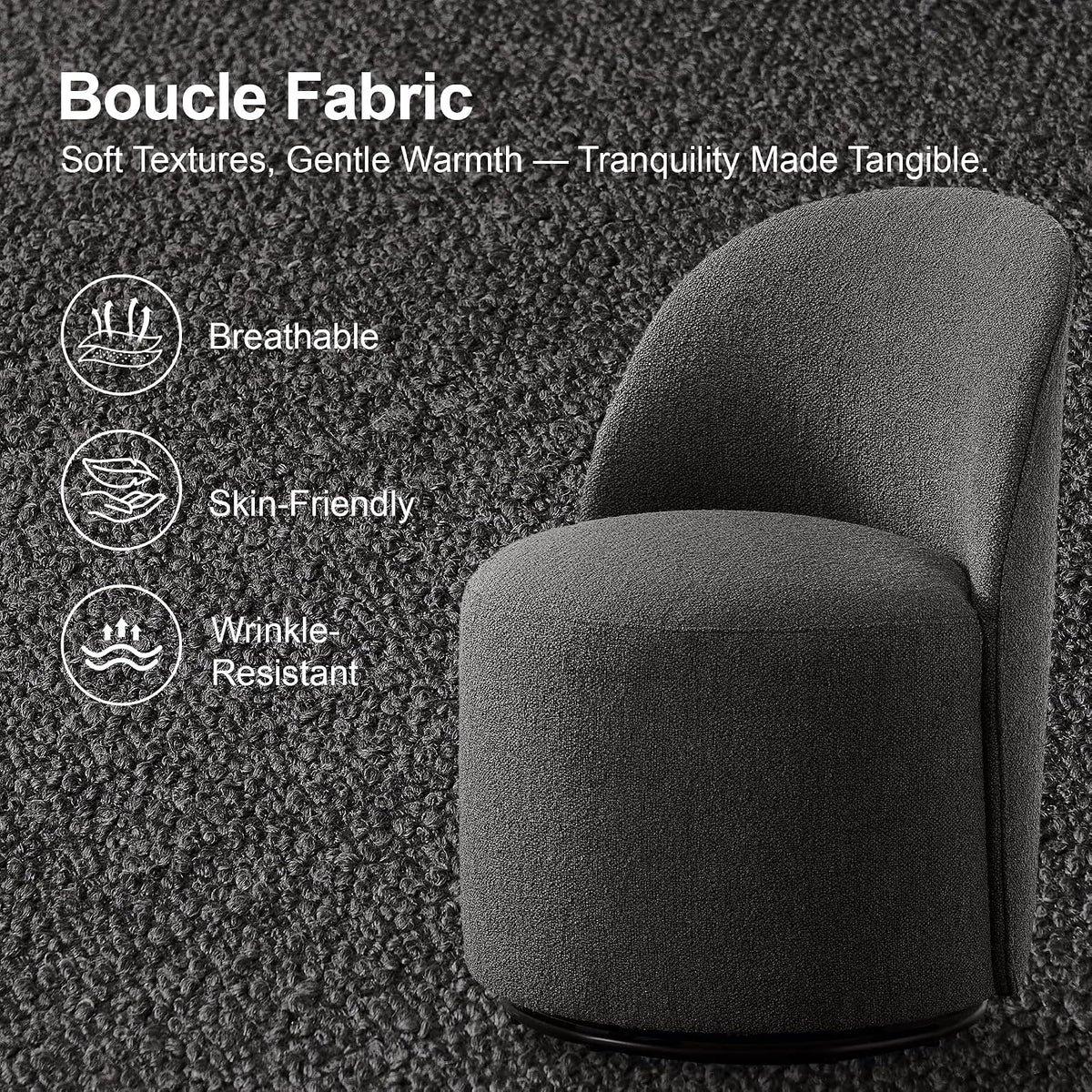 Upholstered Swivel Dining Chair Set of 4 No Assembly Boucle Side Chair