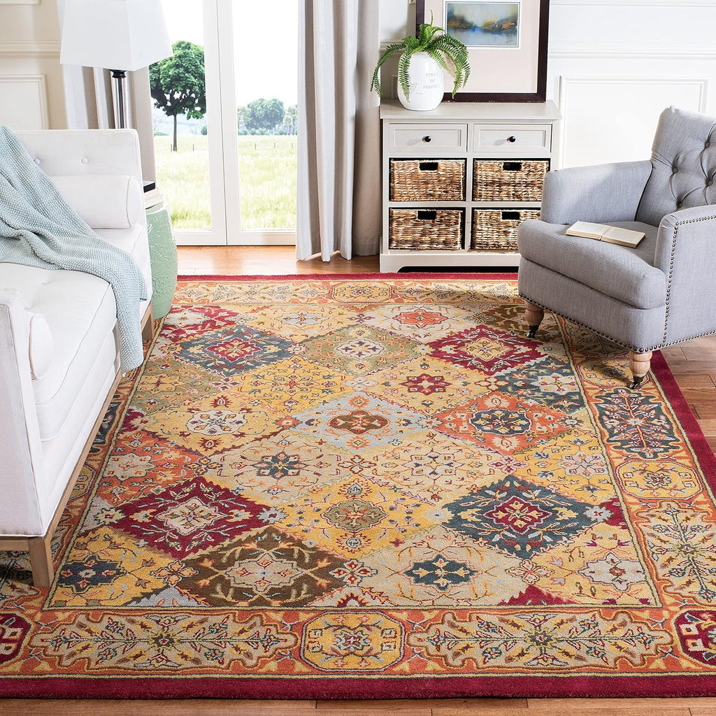 SAFAVIEH Heritage Collection X-Large Area Rug - 12' x 15', Multi & Red, Handmade Traditional Oriental Wool, Ideal for High Traffic Areas in Living Room, Bedroom (HG512B)