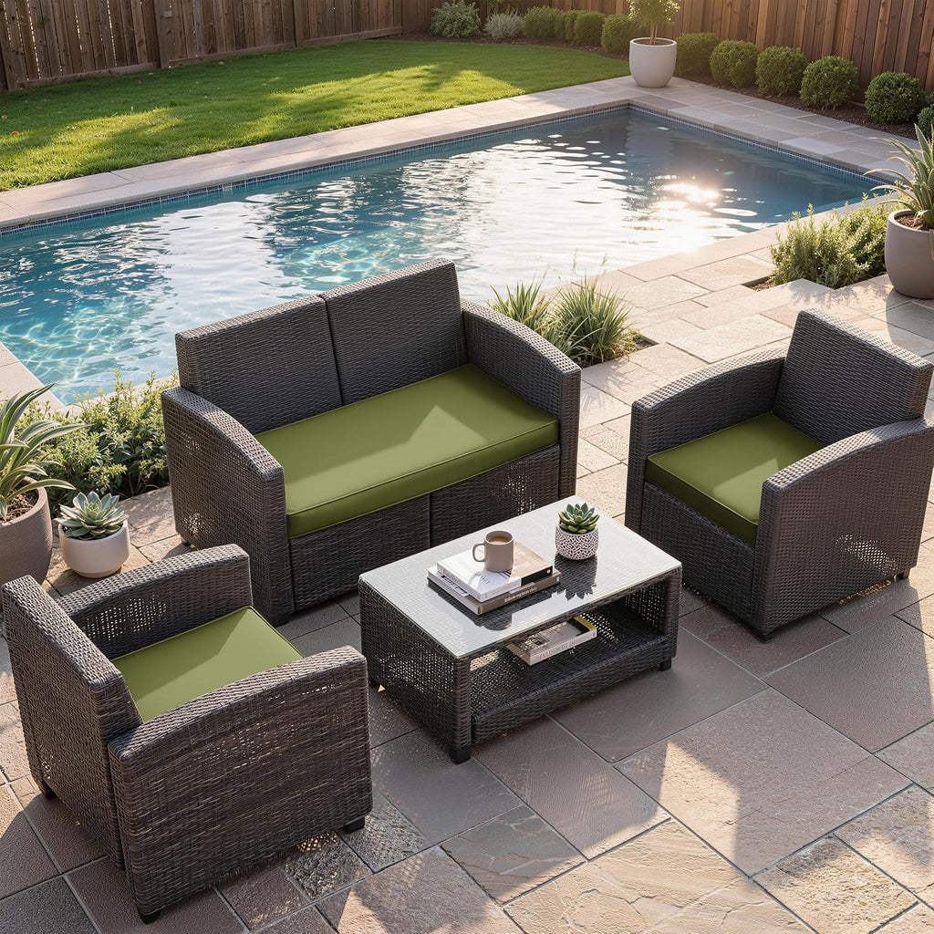 3 Pcs Outdoor Patio Furniture Cushion Replacement Cover, Cover Only