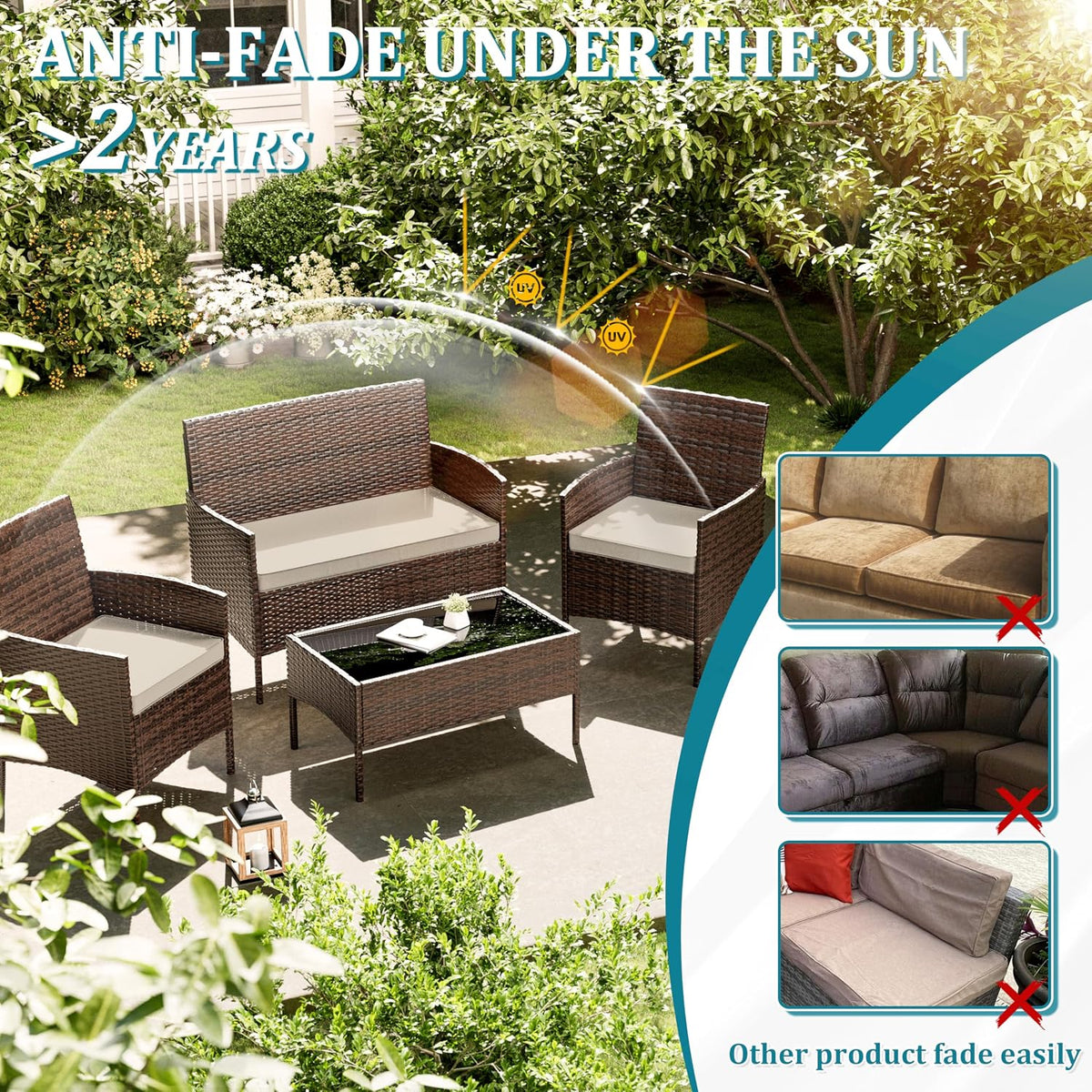 3 Pack Outdoor Patio Cushions Replacement Covers Waterproof