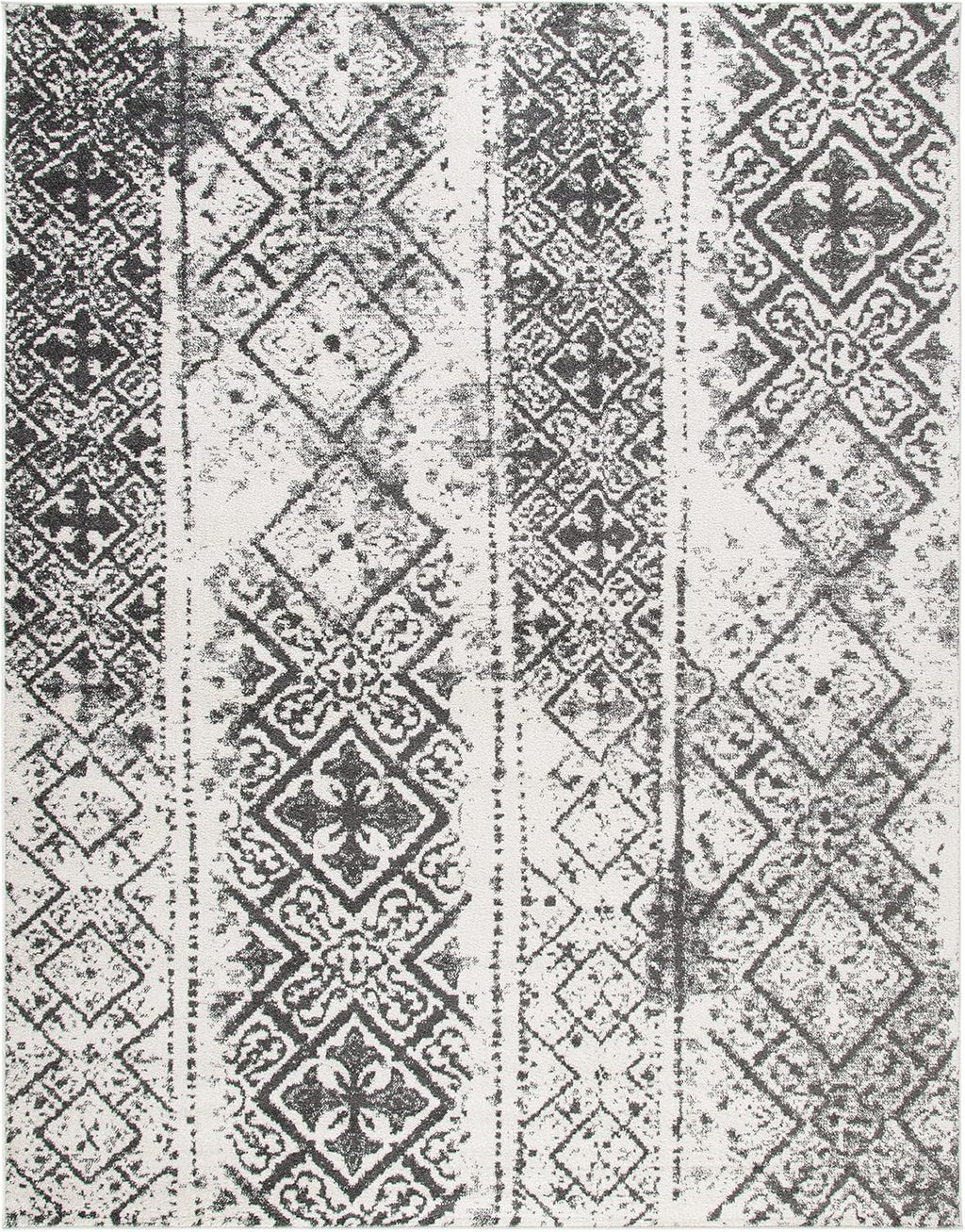 SAFAVIEH Adirondack Collection X-Large Area Rug - 11' x 15', Silver & Black, Moroccan Boho Distressed Design, Non-Shedding & Easy Care, Ideal for High Traffic Areas in Living Room, Bedroom (ADR111H)