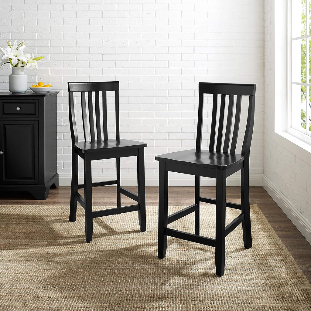 Crosley Furniture School House Slat Back Counter Stools, Set of 2, 24"