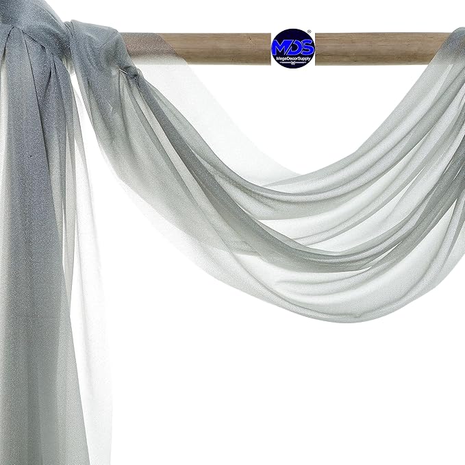 MDS Halloween Chiffon Draping Fabric - 2 Panel, 30" Wide x 30ft Long - Sheer Spooky Arbor & Canopy Drapery for Haunted House Backdrops, Party Ceilings, DIY Costumes & Themed Events - Gray (Pack of 2)