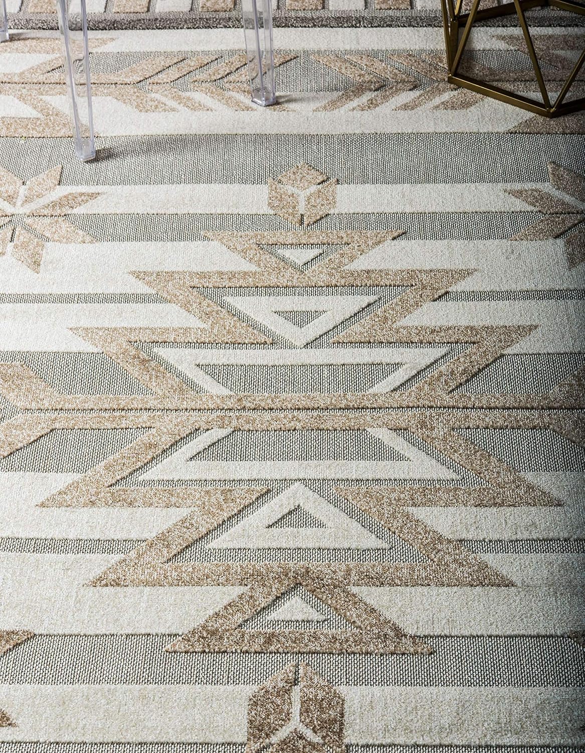 Unique Loom Outdoor Modern Collection Area Rug - Albuquerque (5' x 8' Rectangle, Beige/ Brown)
