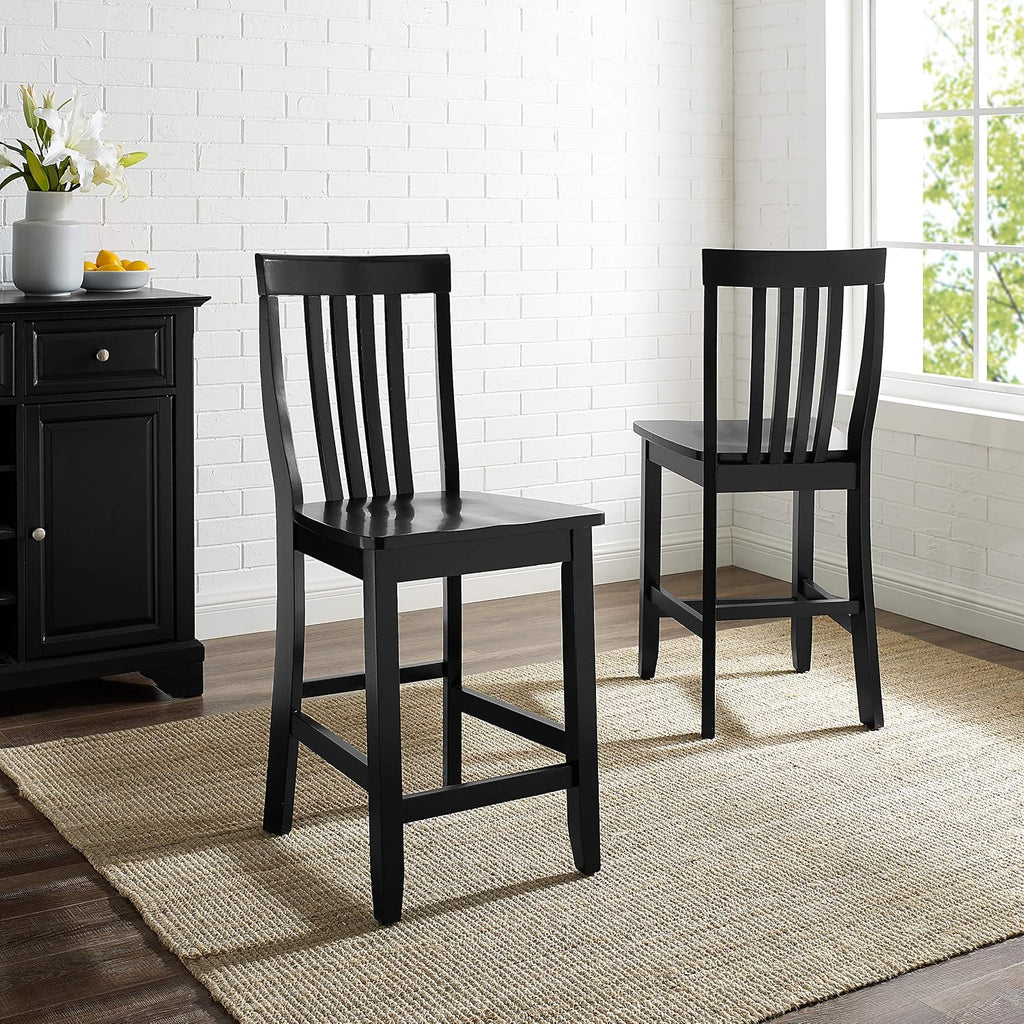 Crosley Furniture School House Slat Back Counter Stools, Set of 2, 24"