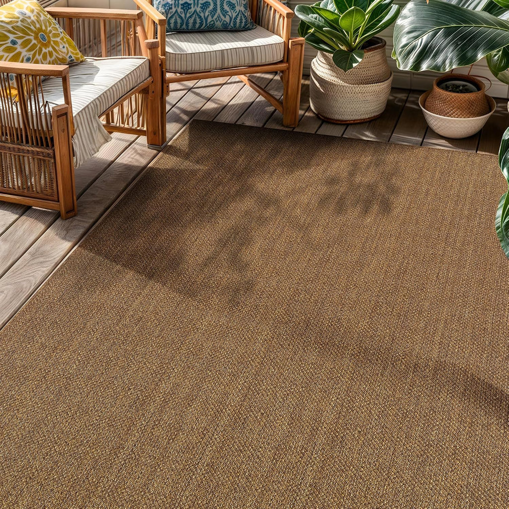 Rugshop Modern Diamond Grid Area Rug for Patio Natural/Jute 4' x 6'
