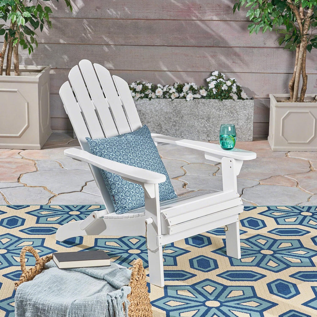 Christopher Knight Home Cara Outdoor Foldable Acacia Wood Adirondack Chair, White Finish