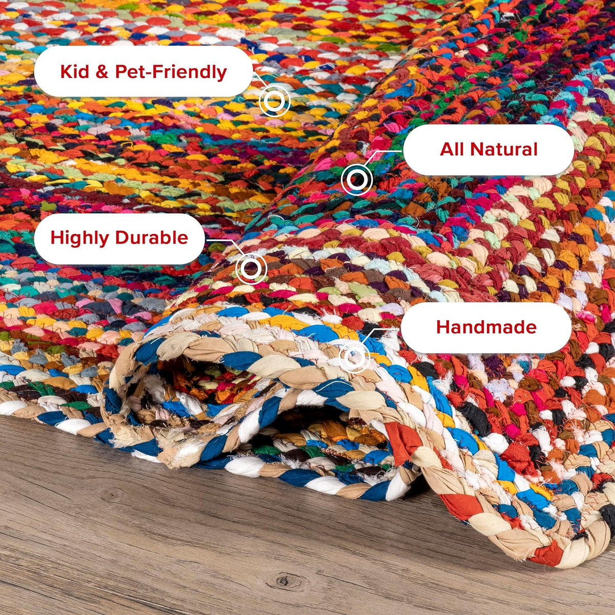 nuLOOM Tammara Multicolor Ombre Braided Area Rug, 8' x 10'