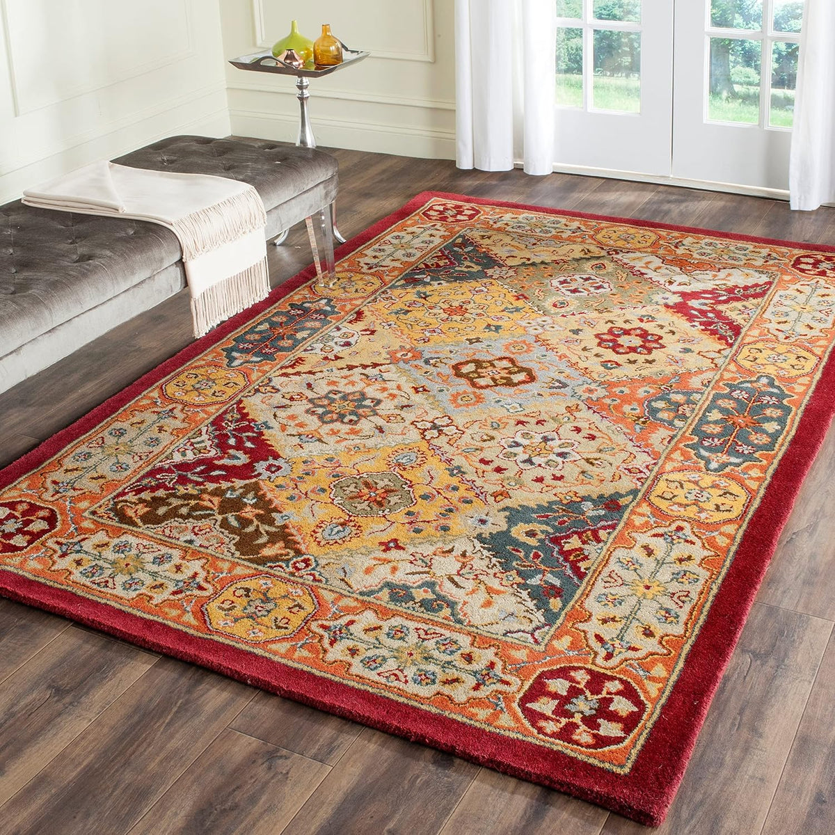 SAFAVIEH Heritage Collection X-Large Area Rug - 12' x 15', Multi & Red, Handmade Traditional Oriental Wool, Ideal for High Traffic Areas in Living Room, Bedroom (HG512B)