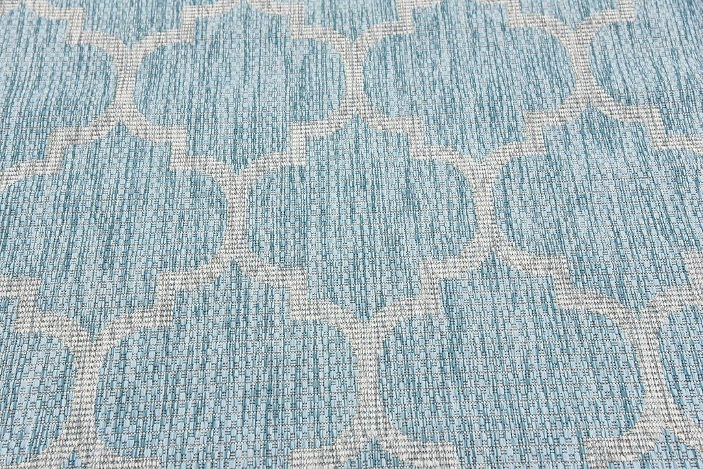 Unique Loom Outdoor Trellis Collection Area Rug (4' 1" x 6' 1" Rectangle, Aquamarine/ Gray)