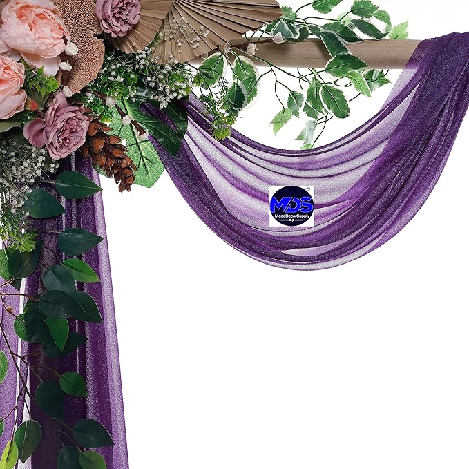 MDS Halloween Chiffon Draping Fabric - 1 Panel, 30" Wide x 50ft Long - Sheer Spooky Arbor & Canopy Drapery for Haunted House Backdrops, Party Ceilings, DIY Costumes & Themed Events - Cadbury Purple