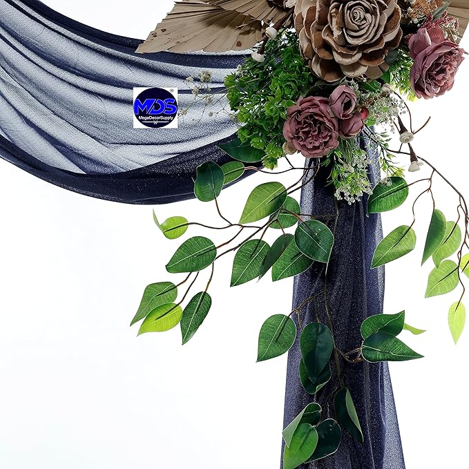 MDS Halloween Chiffon Draping Fabric - 2 Panel, 30" Wide x 100ft Long - Sheer Spooky Arbor & Canopy Drapery for Haunted House Backdrops, Party Ceilings, DIY Costumes & Themed Events - Navy Blue (Pack of 2)