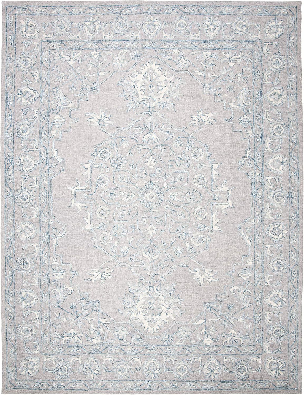 SAFAVIEH Micro-Loop Collection Area Rug - 10' x 14', Light Grey & Ivory, Handmade Shabby Chic Wool, Ideal for High Traffic Areas in Living Room, Bedroom (MLP504F)