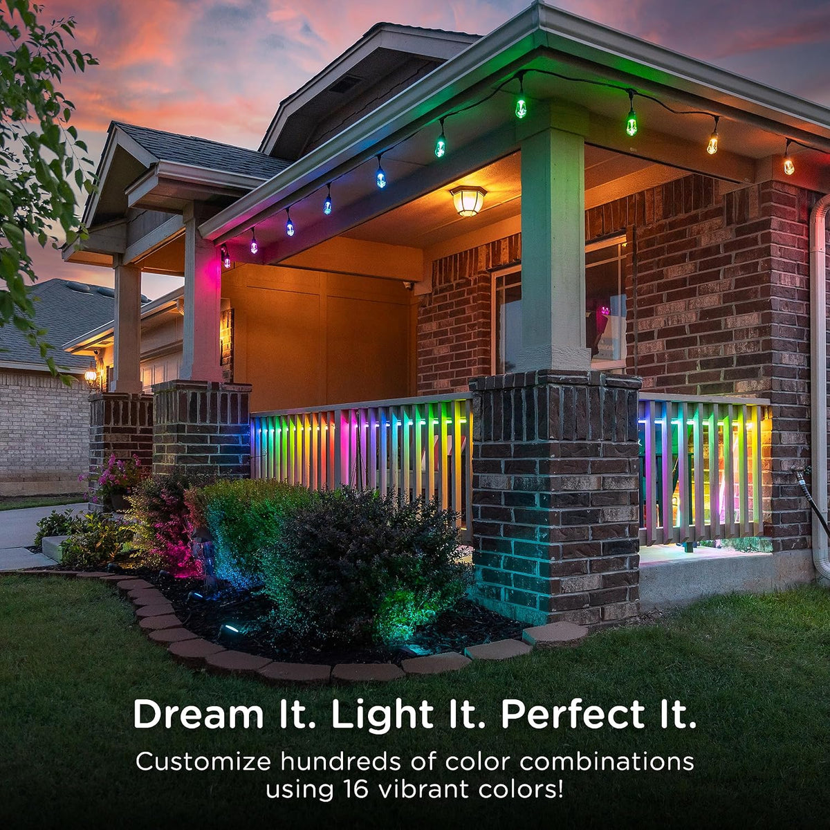 Enbrighten Vintage Outdoor String Lights, 24ft, 12 Bulbs, Remote Control