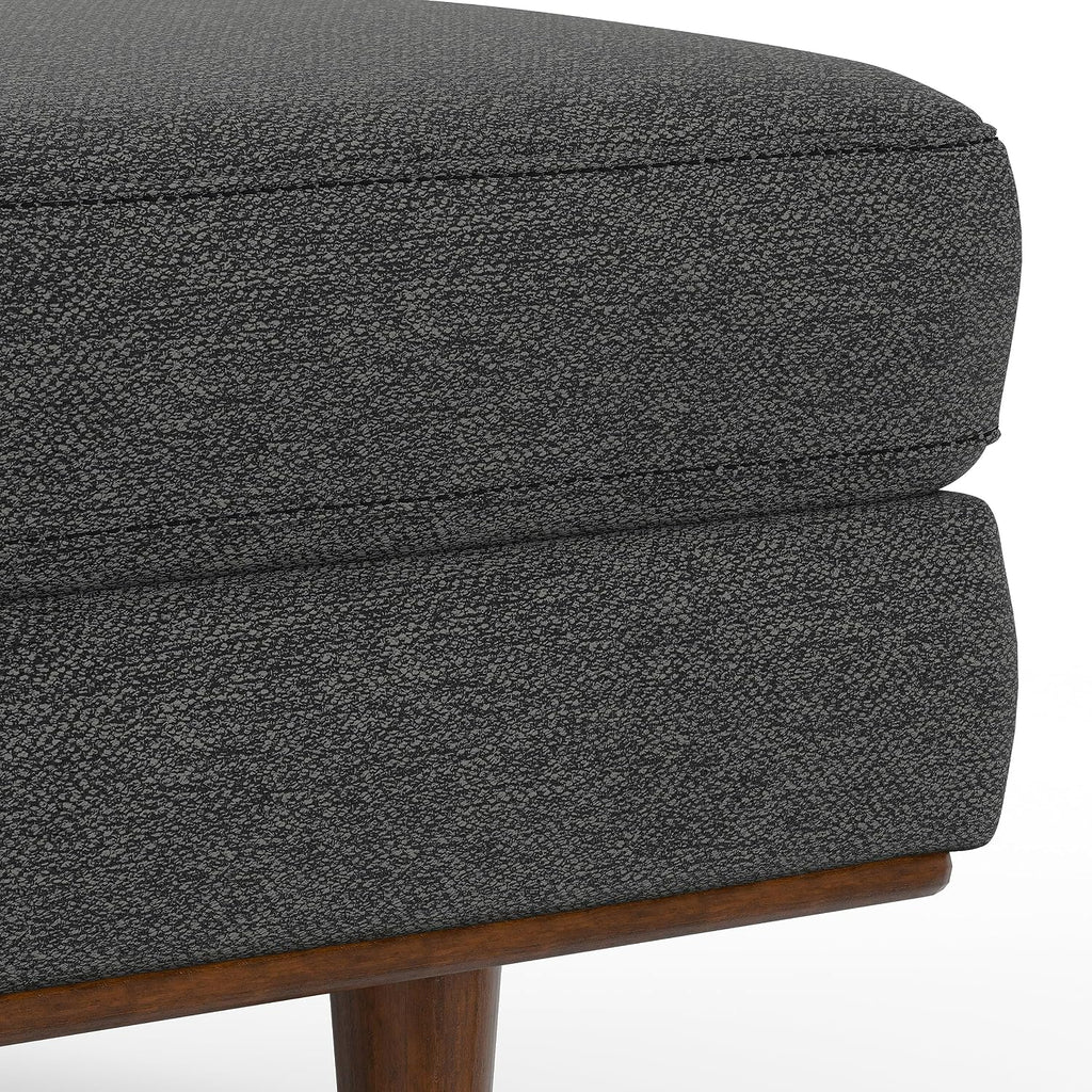SIMPLIHOME Morrison 49" Wide Woven-Blend Fabric Ottoman in Charcoal Grey