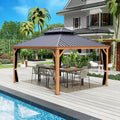 Kozyard Apollo 12’x14’ Hardtop Gazebo, Wooden Coated Aluminum Frame Canopy