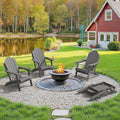 LUE BONA HDPE Folding Adirondack Chair, Cup Holder, Set of 2, Dark Grey