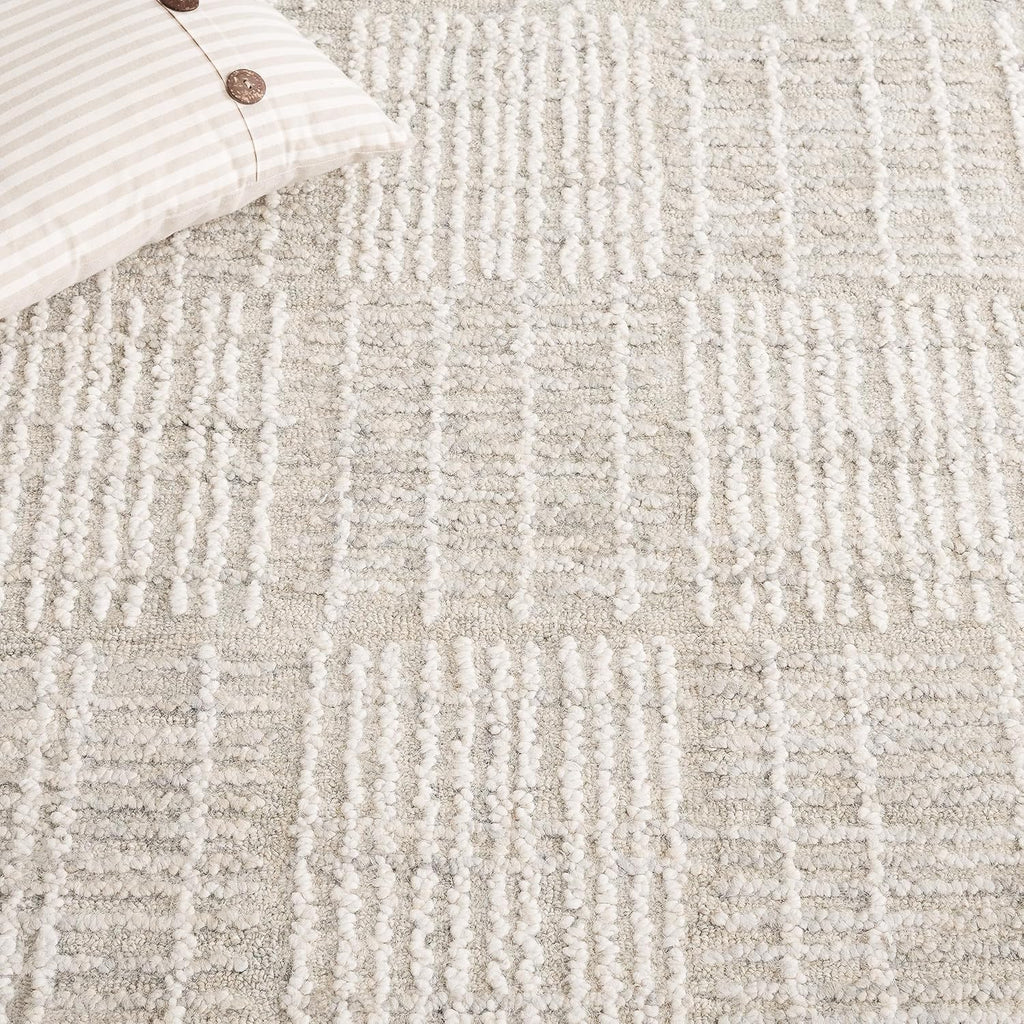SAFAVIEH Area Rug 8x10 - Abstract Collection - Large - Grey & Ivory, Handmade Wool, Ideal for Living Room, Bedroom, Office, Dining Space (ABT275F)