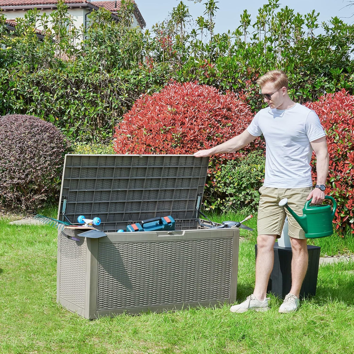 YITAHOME 100 Gallon Large Resin Deck Box Outdoor Storage Boxes for Patio