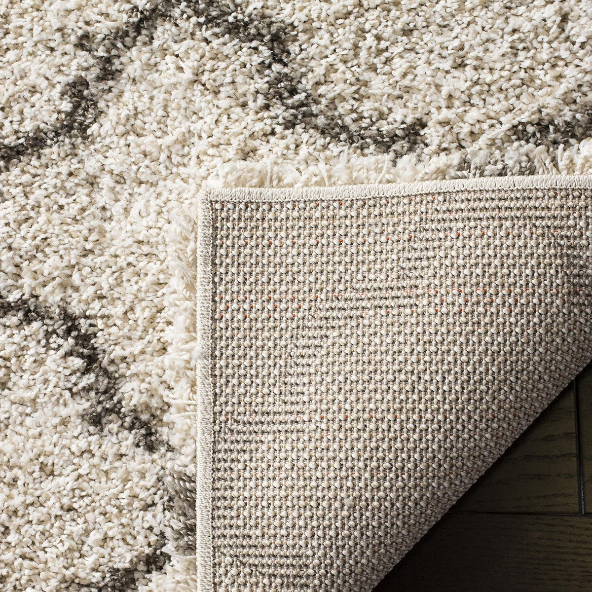 SAFAVIEH Hudson Shag Collection Area Rug - 10' x 14', Ivory & Grey, Moroccan Trellis Design, Non-Shedding & Easy Care, 2-inch Thick Ideal for High Traffic Areas in Living Room, Bedroom (SGH282A)