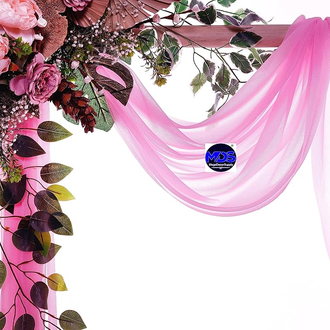 MDS Halloween Chiffon Draping Fabric - 2 Panel, 30" Wide x 30ft Long - Sheer Spooky Arbor & Canopy Drapery for Haunted House Backdrops, Party Ceilings, DIY Costumes & Themed Events - Bubblegum Pink (Pack of 2)