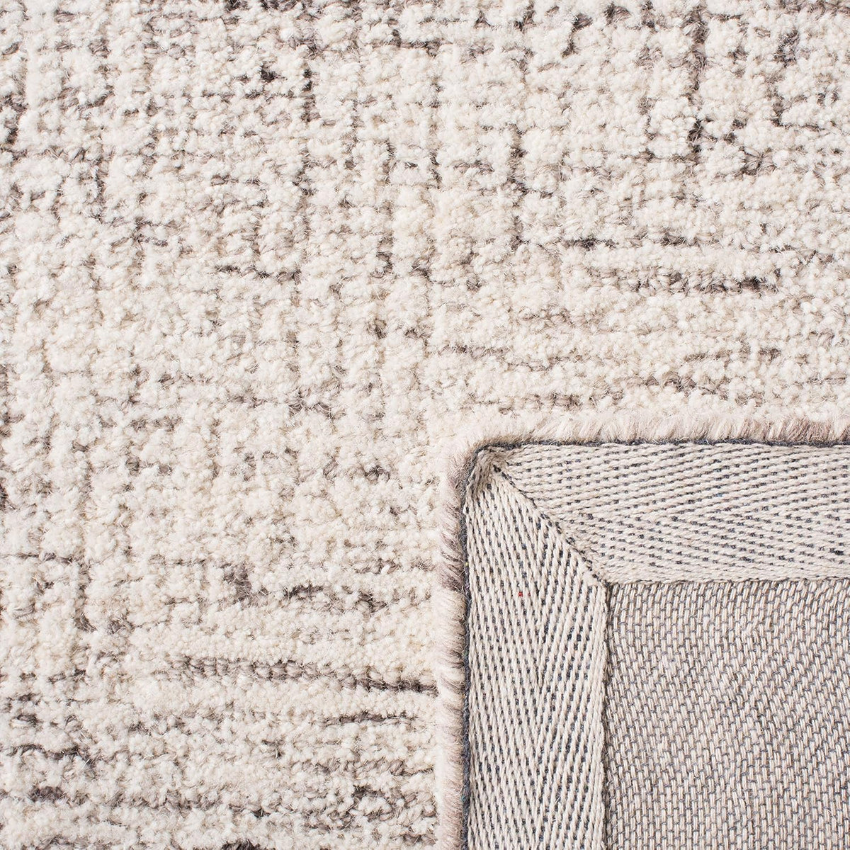 SAFAVIEH Abstract Collection X-Large Area Rug - 11' x 15', Ivory & Grey, Handmade Wool, Ideal for High Traffic Areas in Living Room, Bedroom (ABT349F)