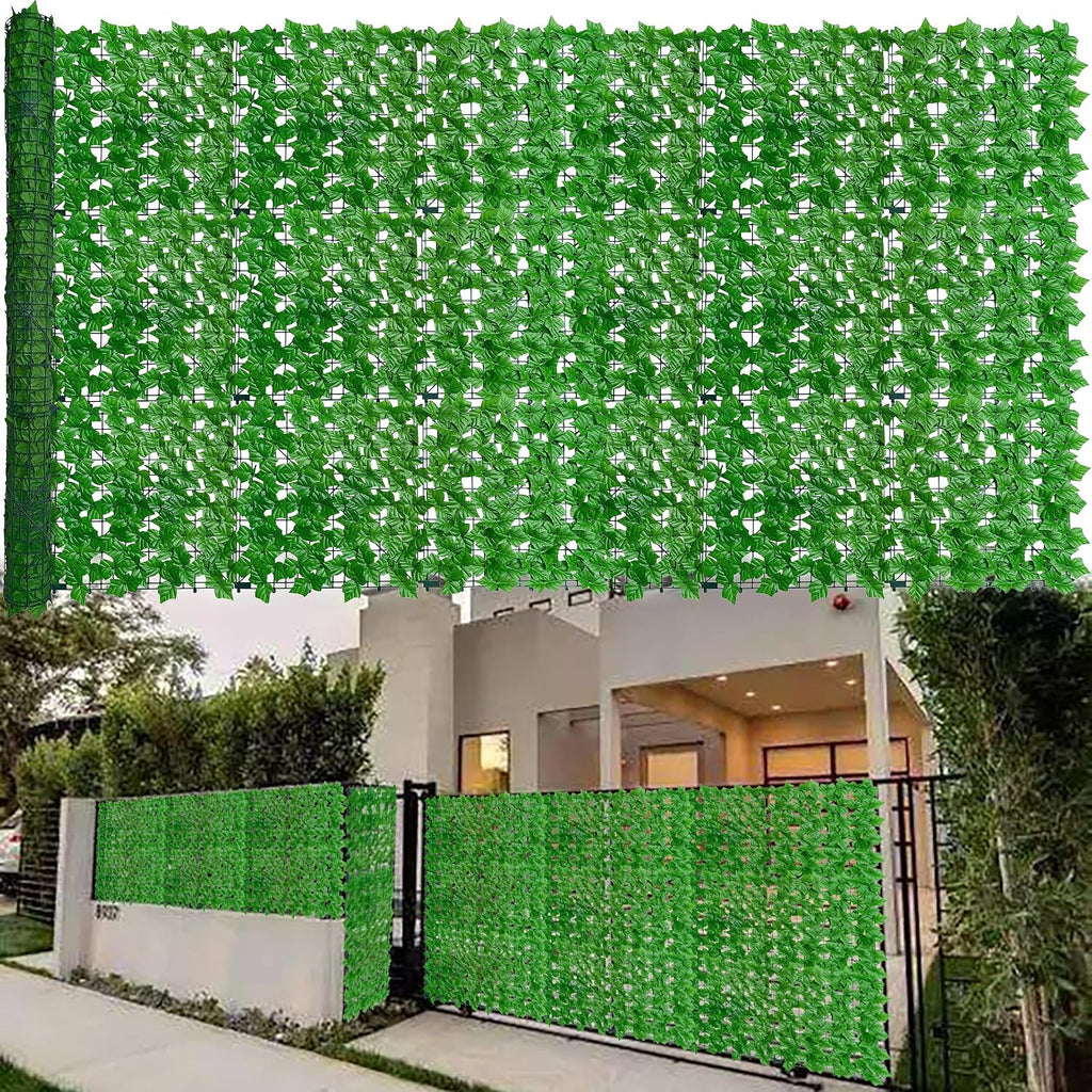 Artificial Ivy Fence Privacy Screen,60 x 120 Inch UV-Anti Artificial Fake Ivy Hedge,Light Green Artificial Hedge Backyard Decor for Indoor, Outdoor,Garden,Fence,Balcony and Many Other Scenarios