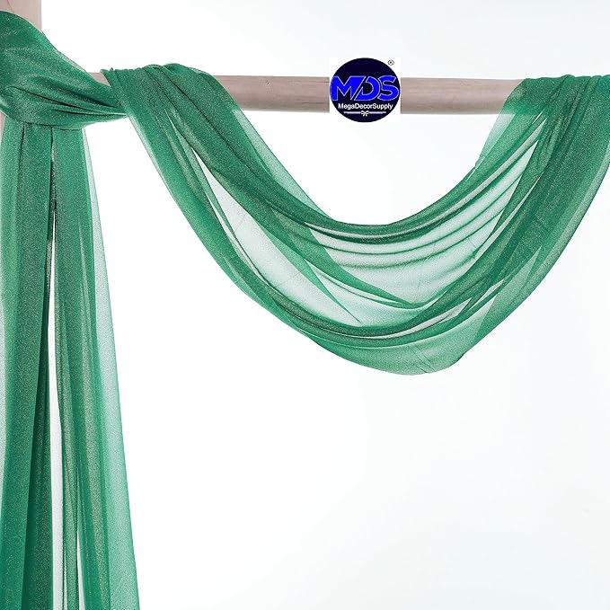 MDS Halloween Chiffon Draping Fabric - 1 Panel, 30" Wide x 40ft Long - Sheer Spooky Arbor & Canopy Drapery for Haunted House Backdrops, Party Ceilings, DIY Costumes & Themed Events - Emerald Green