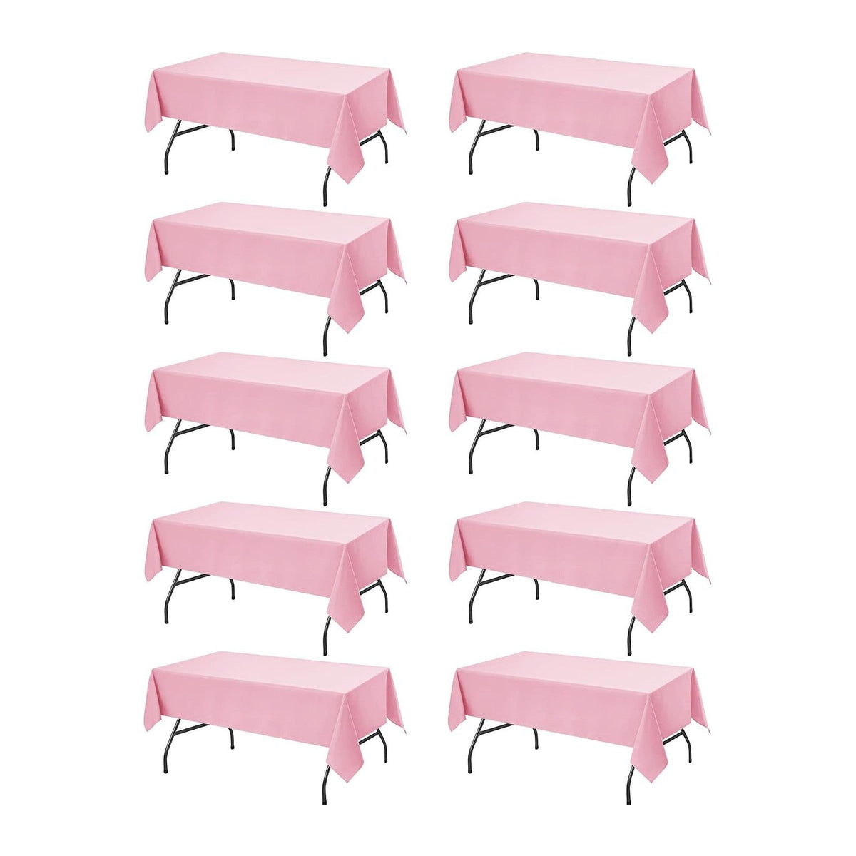 10-Pack Pink Tablecloths for Rectangle Tables, 60 x 102 Inches