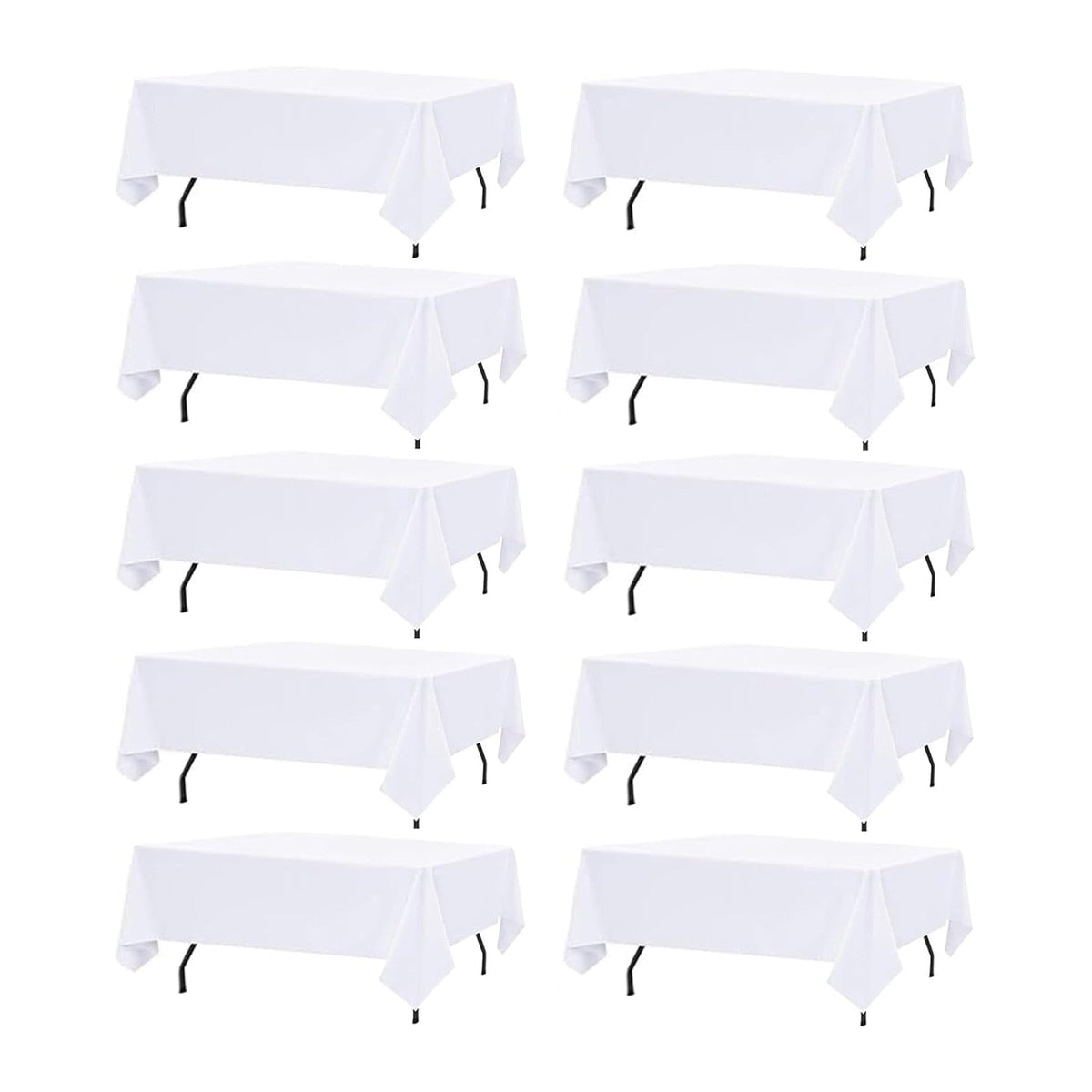 10 Pack White Table Cloth Rectangle Table Cloths for 8 Foot Rectangle Tables 60 X 126 Inch Washable Polyester Table Covers, Reusable & Wrinkle Resistant for Weddings, Parties, Events, and Everyday Use