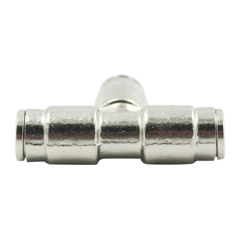 10pcs Nickel Plated Brass Push to Connect Fitting for High Pressure Mist Cooling System, Misting Tee Slip Lock, 3/8" Tube OD