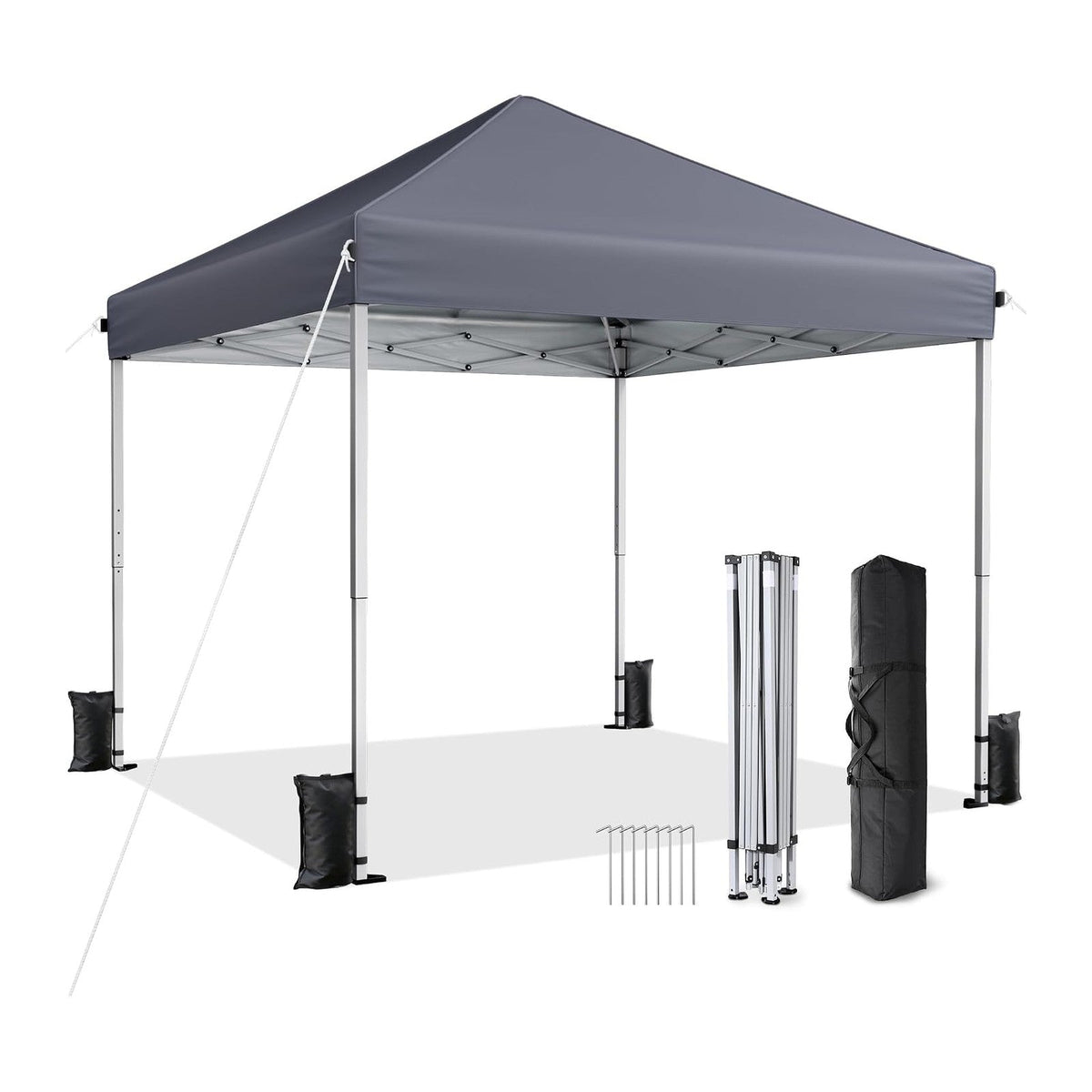 10x10 Pop Up Canopy Tent with One-Push Center Lock,Dark Gray