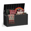 140 Gallon Deck Box, Lockable Waterproof Resin Storage Box, Black