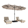 15ft Patio Umbrella with Base,Large Double-Sided Rectangular Umbrella,Beige