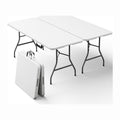 2 Pack 5ft Folding Table, Foldable Picnic Table with Carrying Handle, Heavy Duty Fold-in-Half Portable Table for Weddings, Camping, RV Travel, Parties, and Indoor Use, Easy to Fold and Store, White