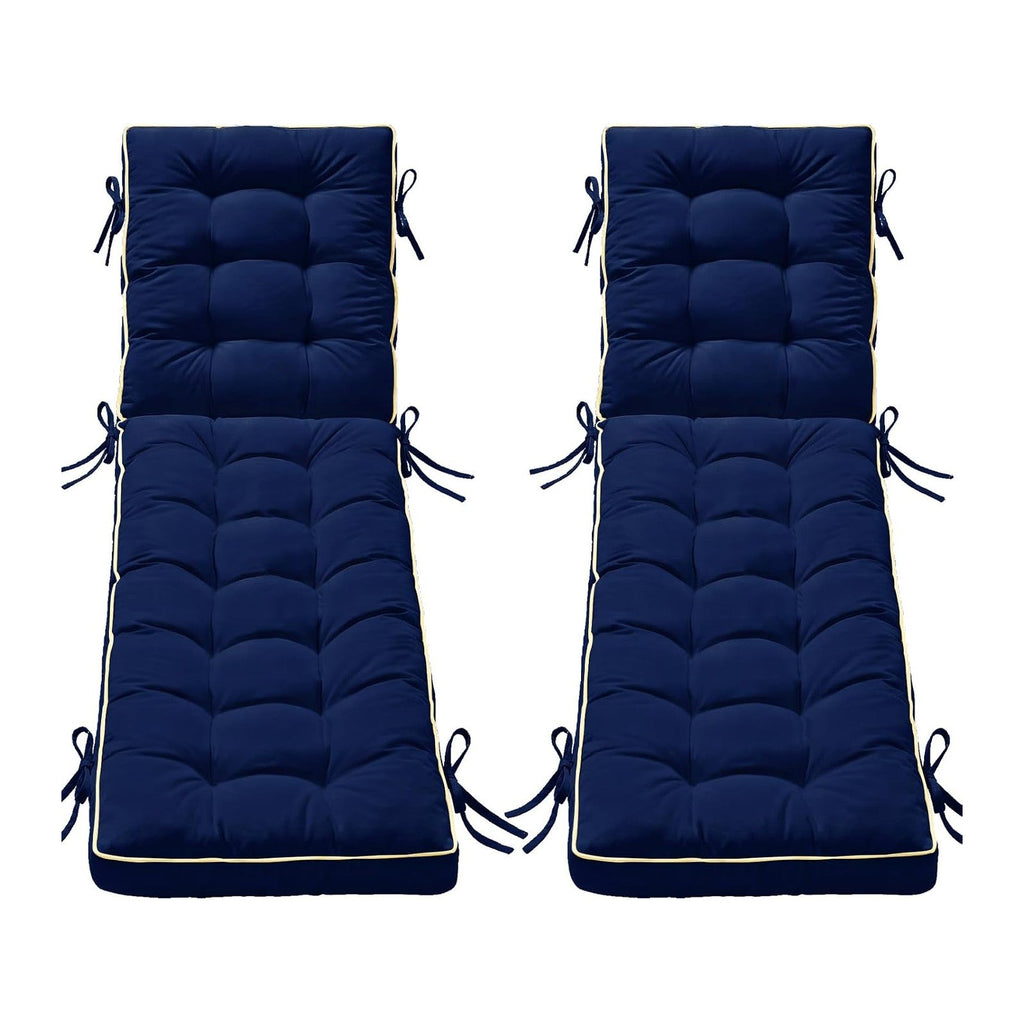 2 Pack 80x26 Inch Folding Chaise Lounge Cushion Quick Dry (Blue)