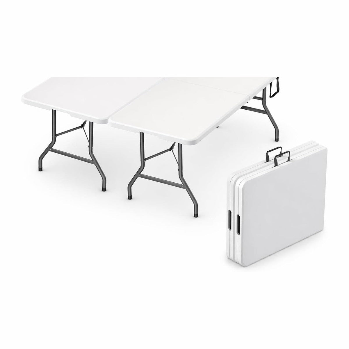 2 PACK of 6 Feet Foldable Table with Built in Handle & Steel Legs | 6FT Heavy Duty Folding Portable | Perfect for Party, Dining, Wedding, Events, Picnic Indoor, Outdoor, Camping, Folding - 6 Foot
