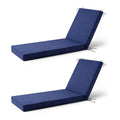 2 Pcs Chaise Lounge Cushions Outdoor, 72x 21x 3 Inch Waterproof & Fade-Resistant Lounge Chair Cushion, Outdoor Chaise Cushion with Ties for Lawn, Patio, Pool & Beach, Navy Blue