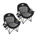 2PCS Oversized Camping Chairs, Heavy Duty Padded, Thick Headrest, Black