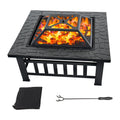 32-Inch Square Fire Pit, Wood Burning Fireplace/Firepit for Outside