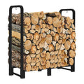 3FT Firewood Rack Stand Heavy Duty Logs Holder for Outdoor Indoor Fireplace Metal Wood Pile Storage Stacker Organzier, Matte Black