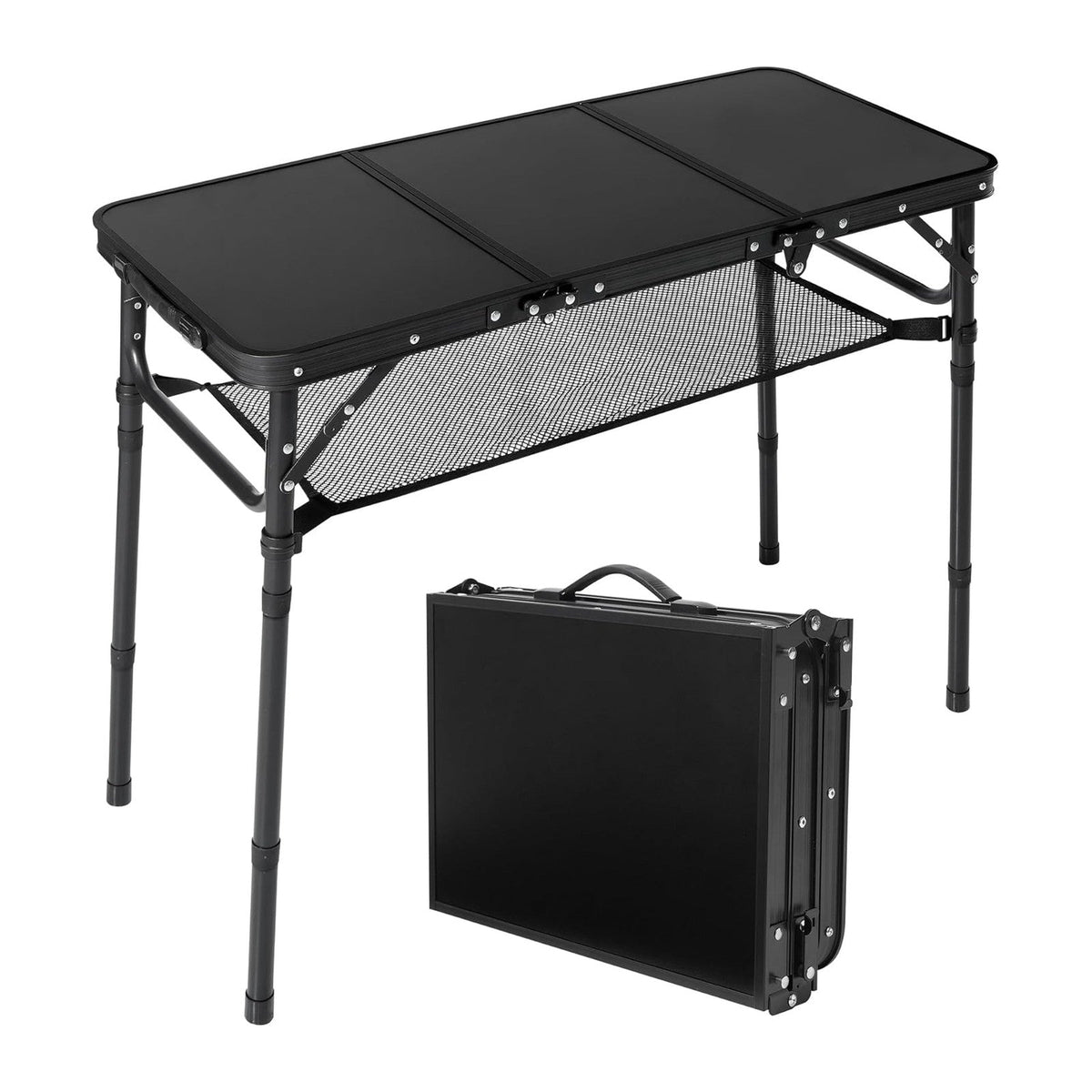 3ft Folding Camping Table with 3 Adjustable Height Max 27.3 Inch