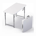 4 Feet Foldable Table Adjustable Height with Built in Handle, Steel Legs | 4FT Heavy Duty Portable | Perfect for Party Dining Wedding Events Picnic Indoor Outdoor Camping Utility Folding - 4 Foot