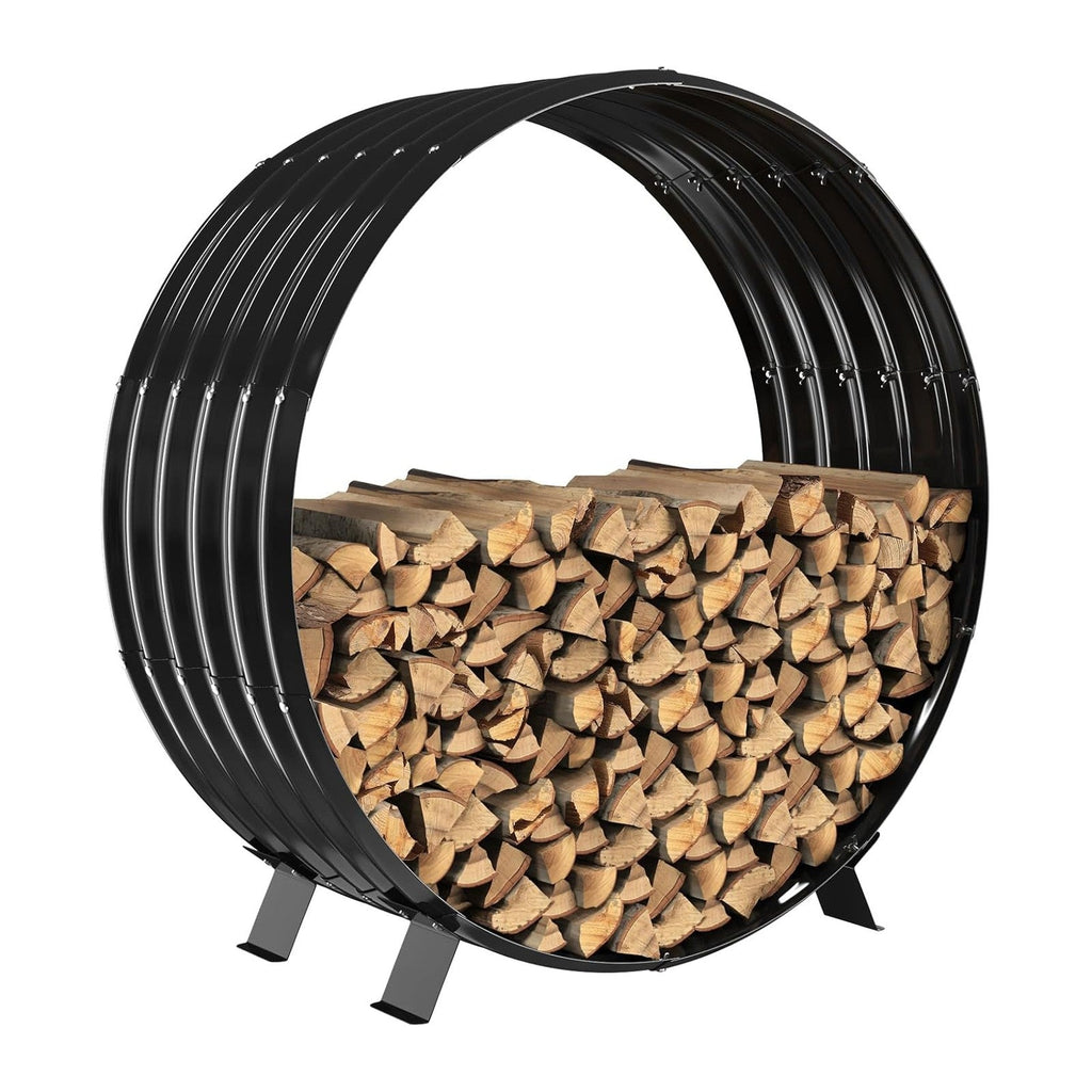 40" Round Metal Firewood Rack Circle with 4X Metal Support Outdoor / Indoor