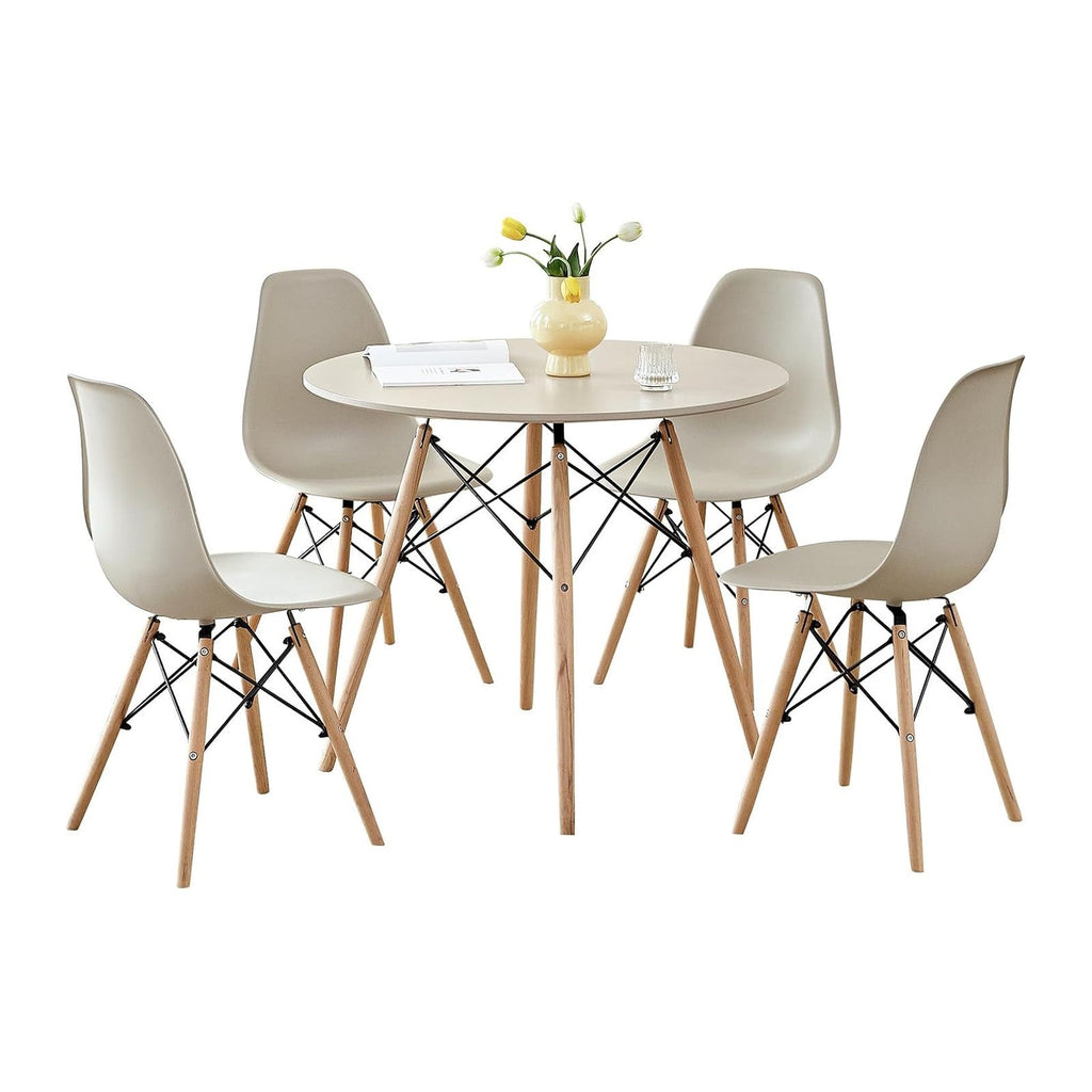 5-Piece Round Dining Set, 35.5" Sand Table Chairs Set of 4