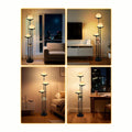 63IN Globe Floor Lamp with Table, 3-Lights Modern Dimmable Floor Lamps with 3000K Warm White Bulbs for Wedding/Party, Black Tall Standing Lamp with 5Lbs Heavy Base for Living Room/Bedroom