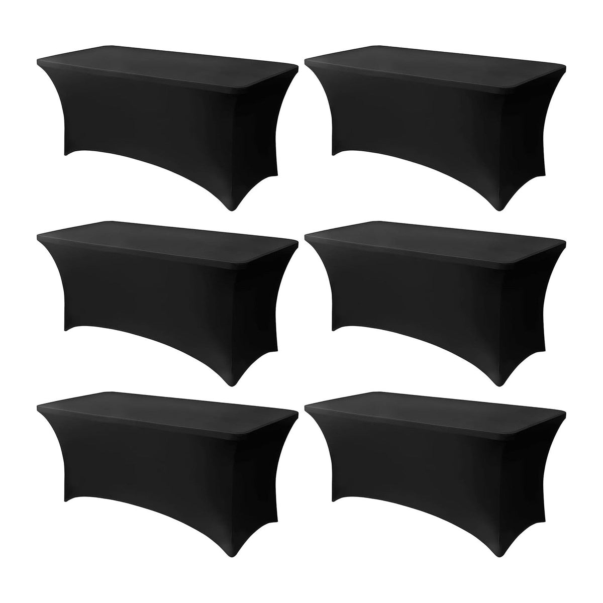 6FT Black Table Cloth - 6 Pack Fitted Stretch Rectangle Spandex Tablecloth, Washable Table Cover for Party, Picnic, Wedding, Banquet, Birthday and Festival(30" x 72")