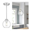 7-Inch Brushed Nickel Pendant Light,Clear Globe Glass,PL101BN